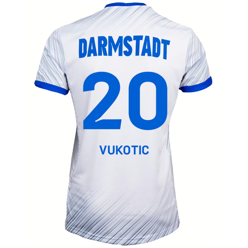 Hombre Camiseta Aleksandar Vukotic #20 Blanco Azul 2ª Equipación 2024/25 La Camisa Argentina