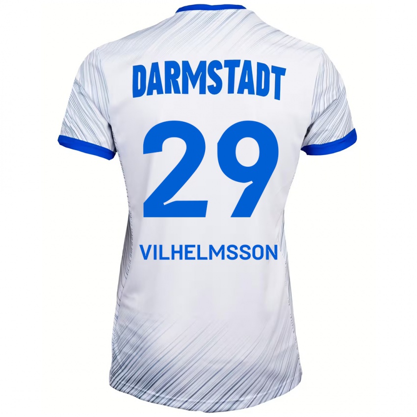 Hombre Camiseta Oscar Vilhelmsson #29 Blanco Azul 2ª Equipación 2024/25 La Camisa Argentina