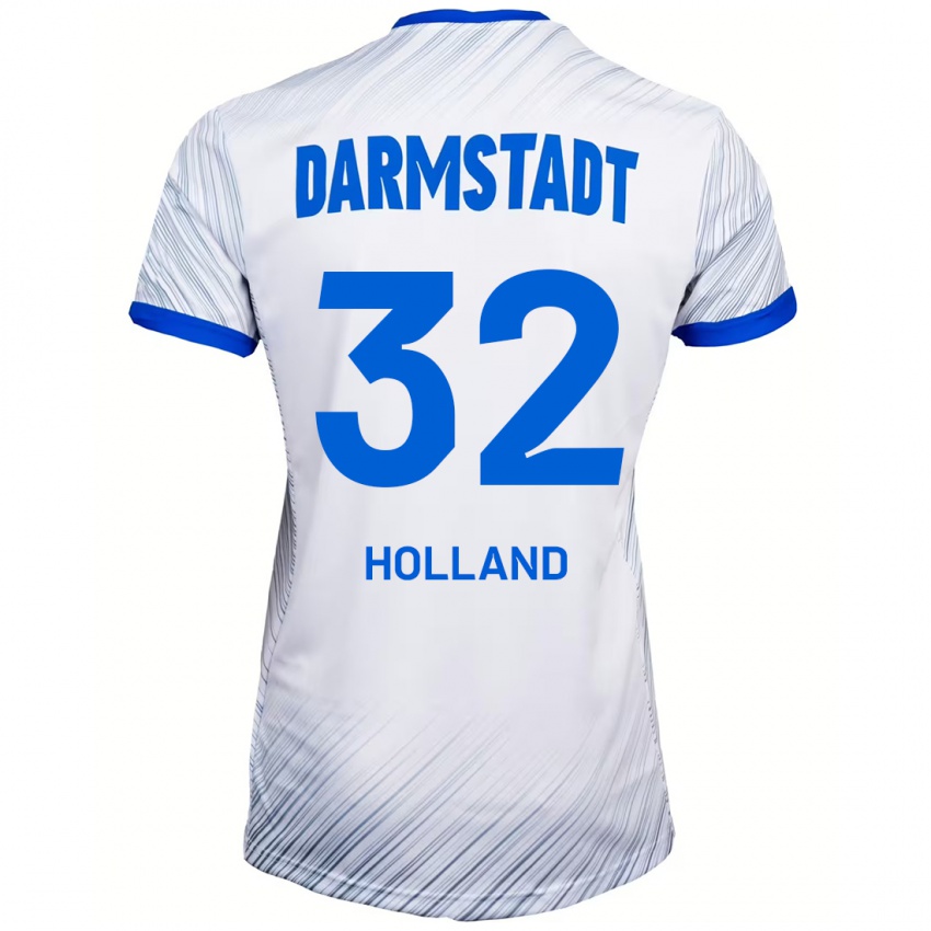 Hombre Camiseta Fabian Holland #32 Blanco Azul 2ª Equipación 2024/25 La Camisa Argentina