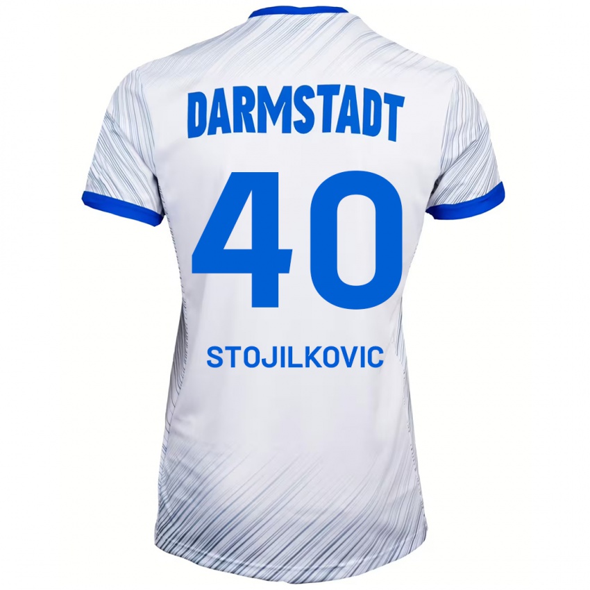 Hombre Camiseta Filip Stojilkovic #40 Blanco Azul 2ª Equipación 2024/25 La Camisa Argentina