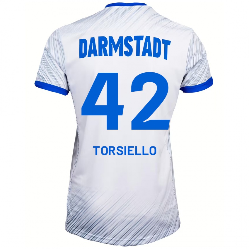 Hombre Camiseta Fabio Torsiello #42 Blanco Azul 2ª Equipación 2024/25 La Camisa Argentina