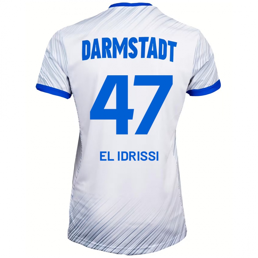 Hombre Camiseta Othmane El Idrissi #47 Blanco Azul 2ª Equipación 2024/25 La Camisa Argentina