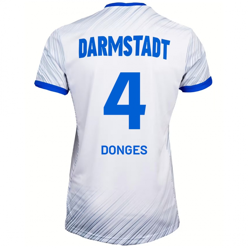 Hombre Camiseta Julian Donges #4 Blanco Azul 2ª Equipación 2024/25 La Camisa Argentina