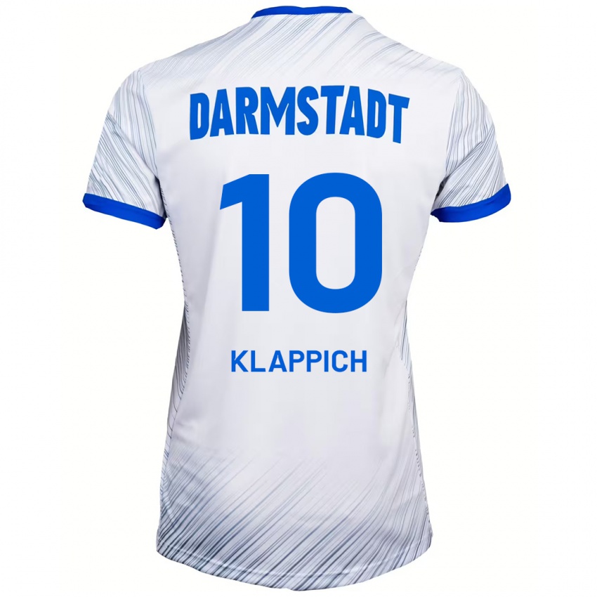 Hombre Camiseta Luis Klappich #10 Blanco Azul 2ª Equipación 2024/25 La Camisa Argentina