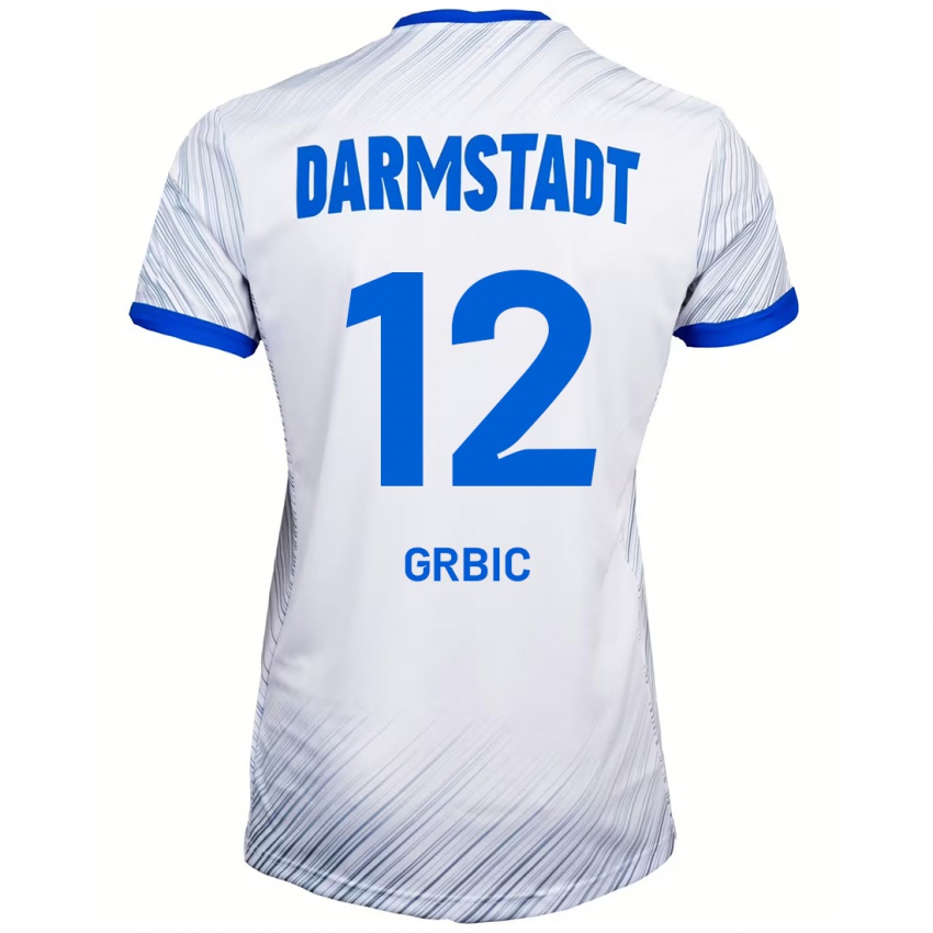 Hombre Camiseta Viktor Grbic #12 Blanco Azul 2ª Equipación 2024/25 La Camisa Argentina