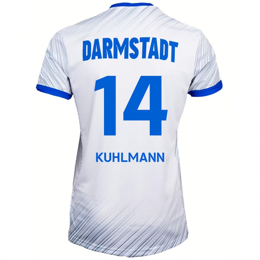 Hombre Camiseta Marcel Kuhlmann #14 Blanco Azul 2ª Equipación 2024/25 La Camisa Argentina