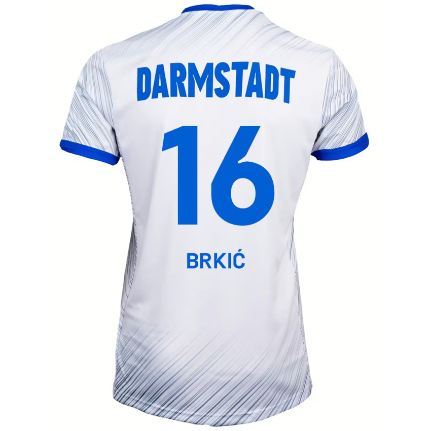 Hombre Camiseta Amar Brkić #16 Blanco Azul 2ª Equipación 2024/25 La Camisa Argentina