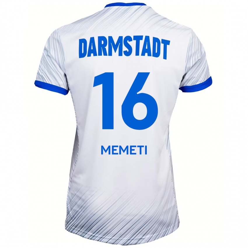 Hombre Camiseta Dilon Memeti #16 Blanco Azul 2ª Equipación 2024/25 La Camisa Argentina