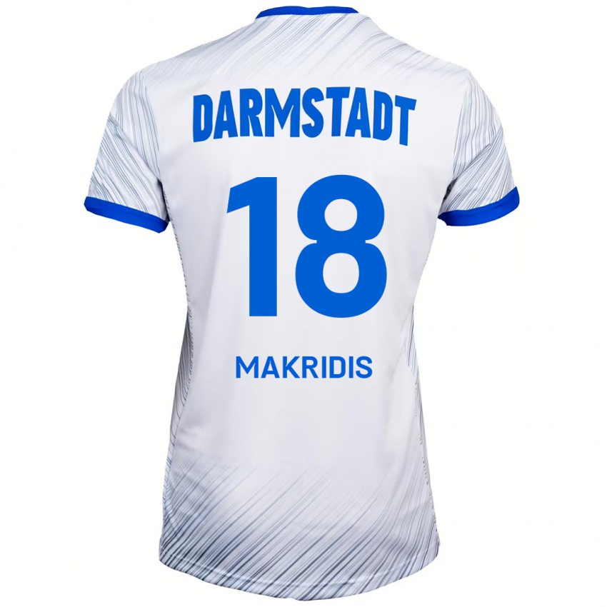 Hombre Camiseta Georgios Makridis #18 Blanco Azul 2ª Equipación 2024/25 La Camisa Argentina