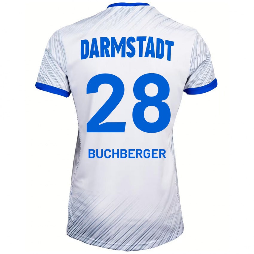 Hombre Camiseta Jonas Buchberger #28 Blanco Azul 2ª Equipación 2024/25 La Camisa Argentina