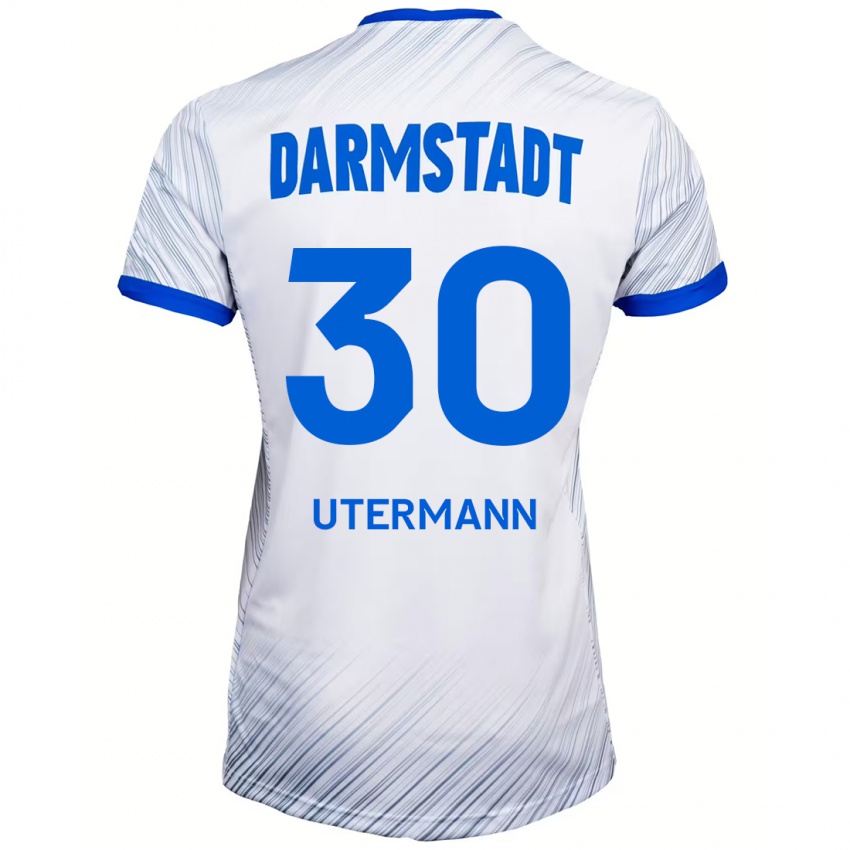 Hombre Camiseta Anton Utermann #30 Blanco Azul 2ª Equipación 2024/25 La Camisa Argentina