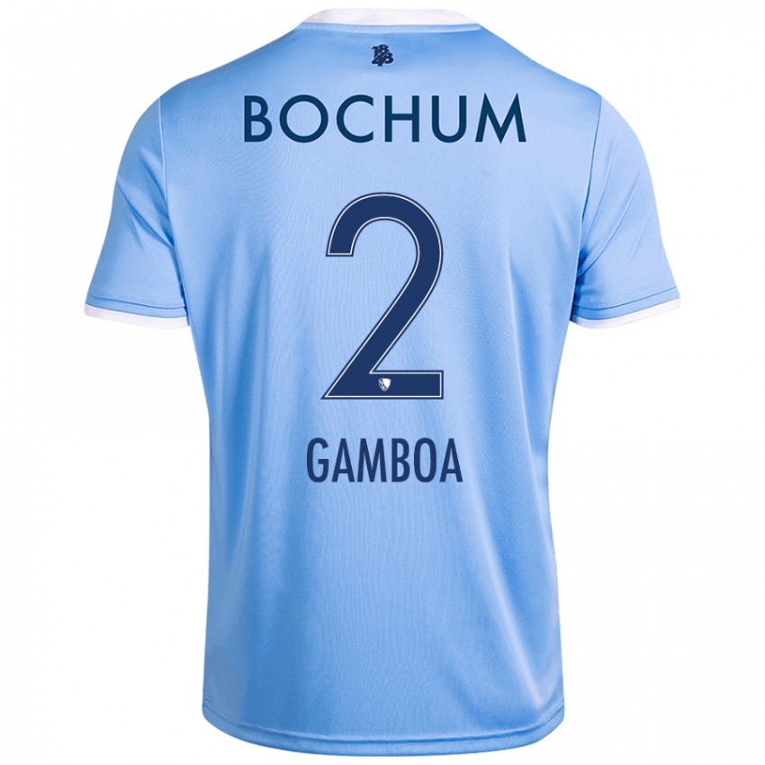 Hombre Camiseta Cristian Gamboa #2 Azul Cielo 2ª Equipación 2024/25 La Camisa Argentina