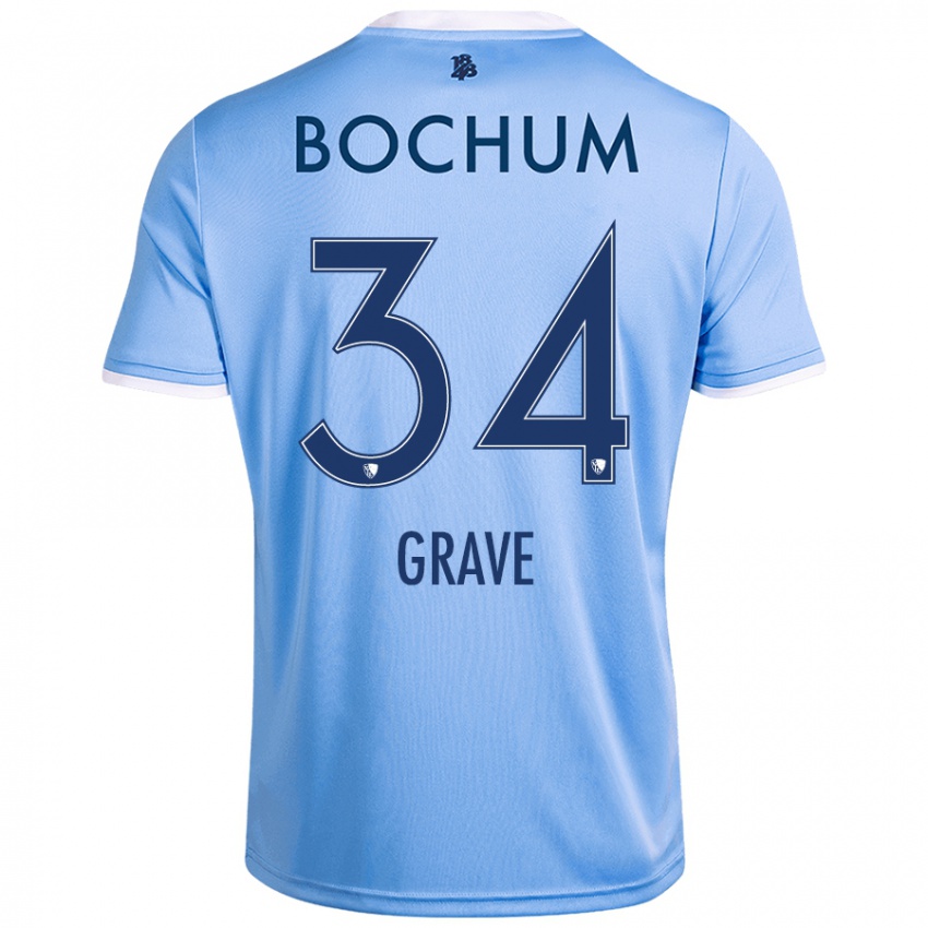 Hombre Camiseta Paul Grave #34 Azul Cielo 2ª Equipación 2024/25 La Camisa Argentina