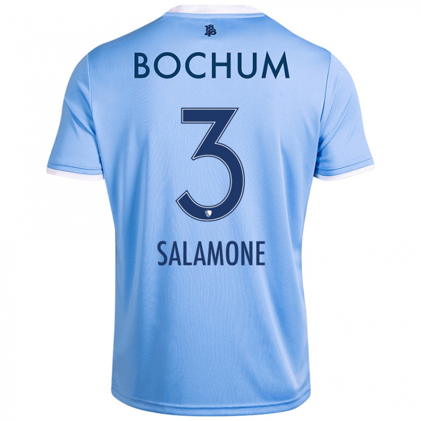 Hombre Camiseta Elia-Giona Salamone #3 Azul Cielo 2ª Equipación 2024/25 La Camisa Argentina