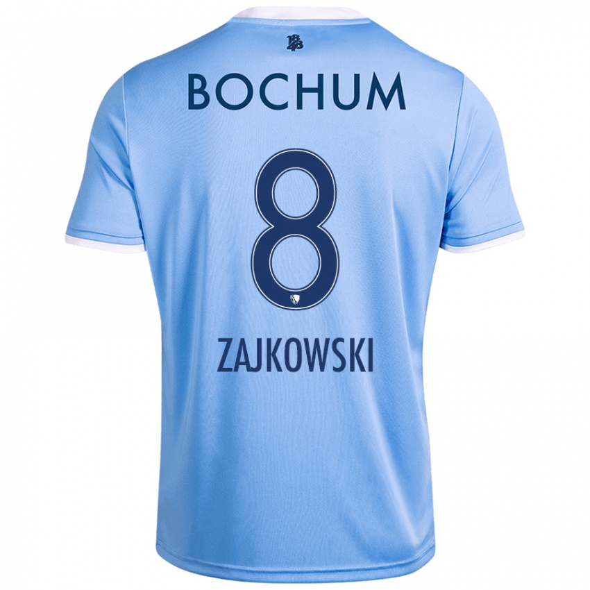 Hombre Camiseta Cedric Zajkowski #8 Azul Cielo 2ª Equipación 2024/25 La Camisa Argentina