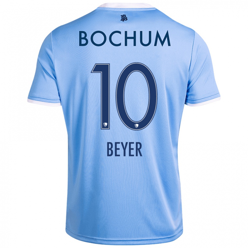 Hombre Camiseta Pia Beyer #10 Azul Cielo 2ª Equipación 2024/25 La Camisa Argentina