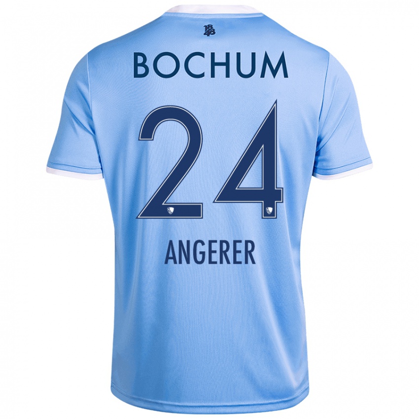 Hombre Camiseta Alina Angerer #24 Azul Cielo 2ª Equipación 2024/25 La Camisa Argentina