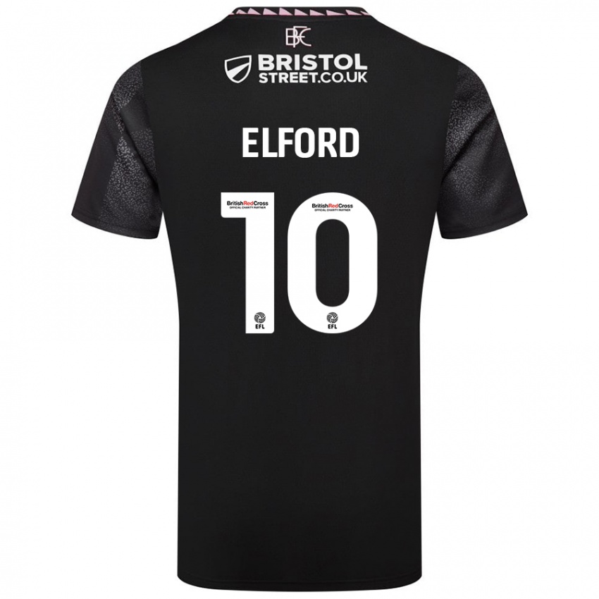 Hombre Camiseta Laura Elford #10 Negro 2ª Equipación 2024/25 La Camisa Argentina