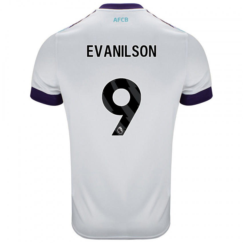 Hombre Camiseta Evanilson #9 Blanco Verde Púrpura 2ª Equipación 2024/25 La Camisa Argentina