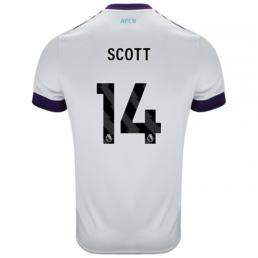 Hombre Camiseta Alex Scott #14 Blanco Verde Púrpura 2ª Equipación 2024/25 La Camisa Argentina