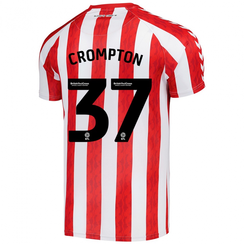 Mujer Camiseta Ben Crompton #37 Rojo Blanco 1ª Equipación 2024/25 La Camisa Argentina