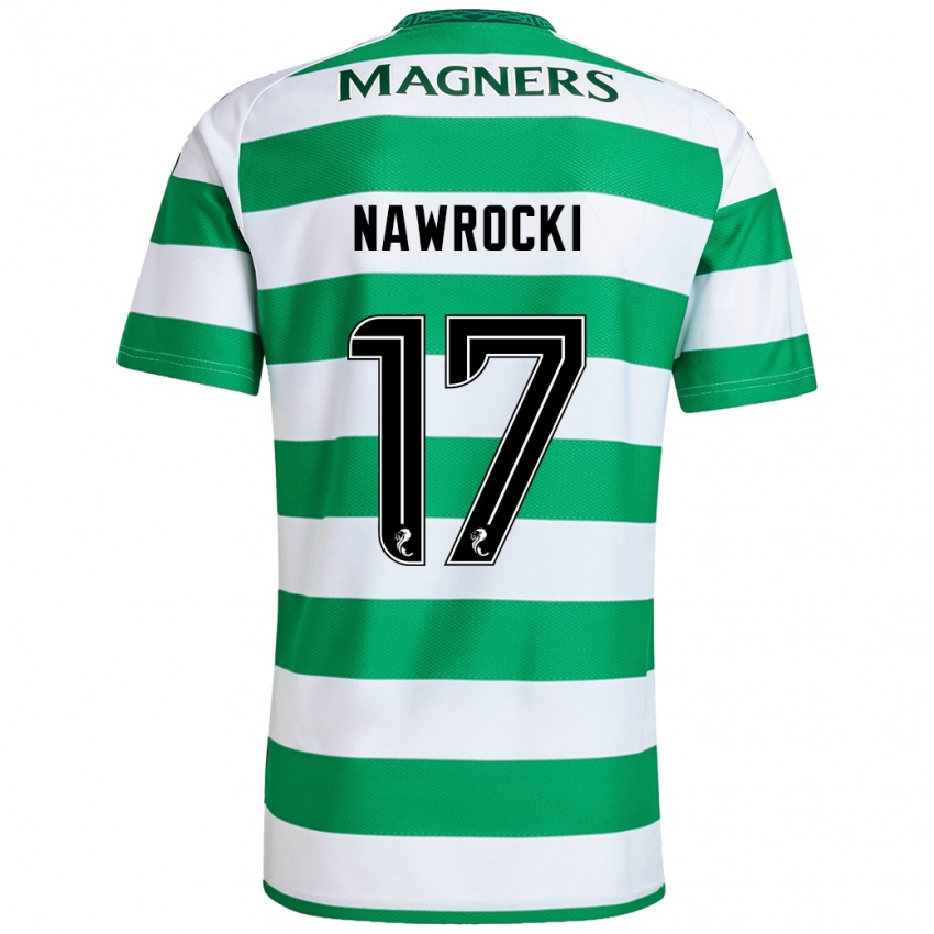 Mujer Camiseta Maik Nawrocki #17 Verde Blanco 1ª Equipación 2024/25 La Camisa Argentina