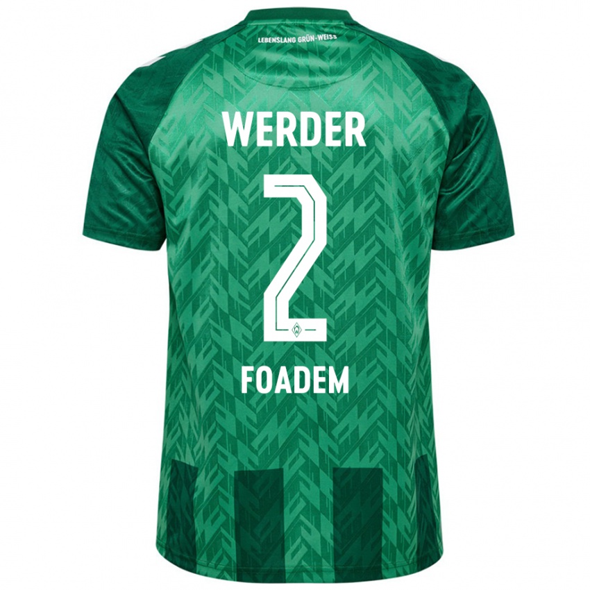 Mujer Camiseta Yann Styve Tchouambou Foadem #2 Verde 1ª Equipación 2024/25 La Camisa Argentina