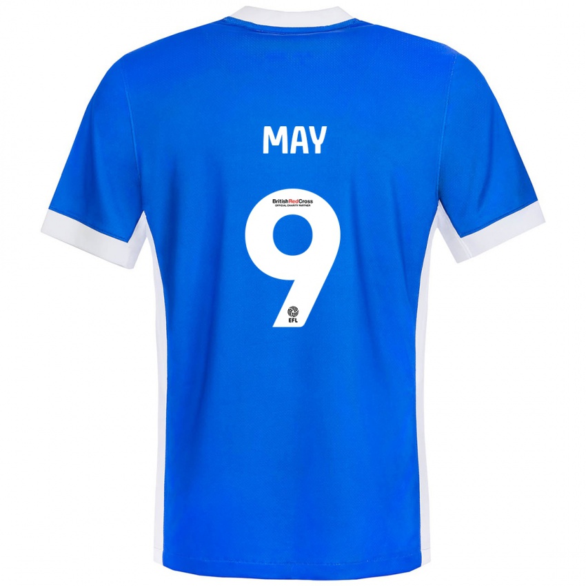 Mujer Camiseta Alfie May #9 Azul Blanco 1ª Equipación 2024/25 La Camisa Argentina