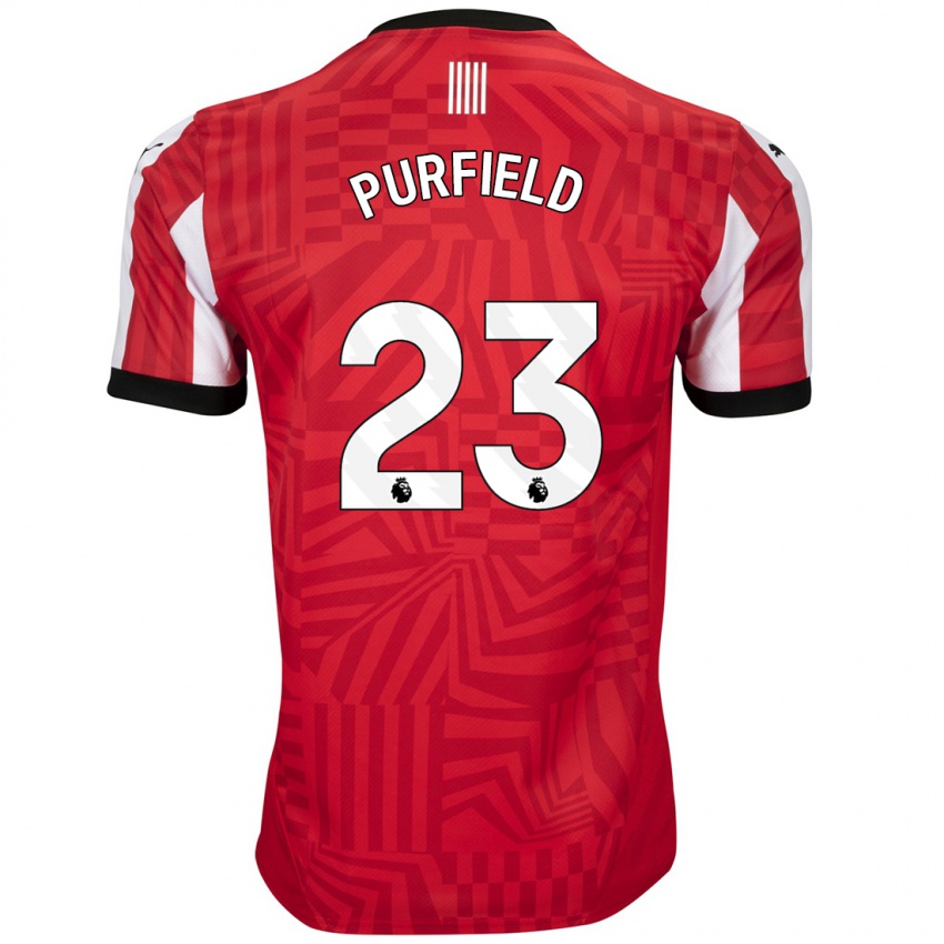 Mujer Camiseta Jemma Elizabeth Purfield #23 Rojo Blanco 1ª Equipación 2024/25 La Camisa Argentina