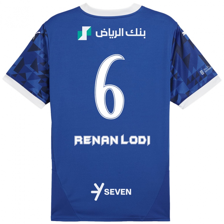 Mujer Camiseta Renan Lodi #6 Azul Oscuro Blanco 1ª Equipación 2024/25 La Camisa Argentina