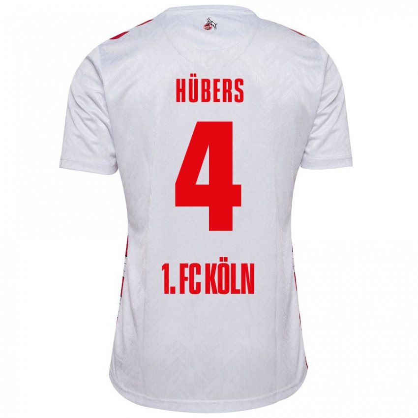 Mujer Camiseta Timo Hübers #4 Blanco Rojo 1ª Equipación 2024/25 La Camisa Argentina