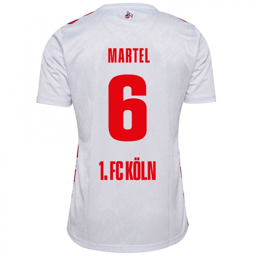 Mujer Camiseta Eric Martel #6 Blanco Rojo 1ª Equipación 2024/25 La Camisa Argentina