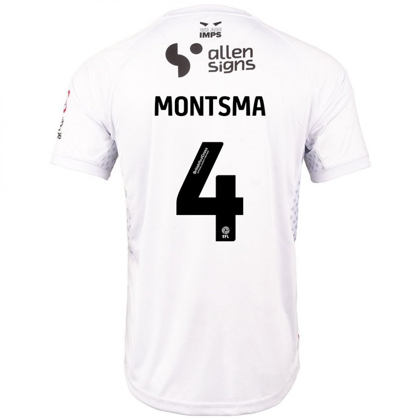 Mujer Camiseta Lewis Montsma #4 Rojo Blanco 2ª Equipación 2024/25 La Camisa Argentina