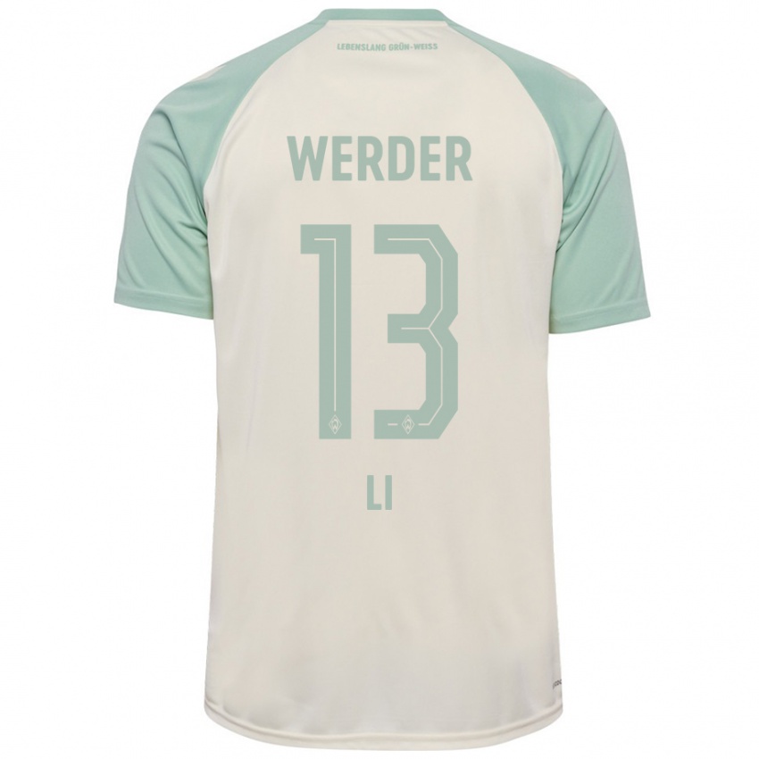 Mujer Camiseta Xiancheng Li #13 Blanquecino Verde Claro 2ª Equipación 2024/25 La Camisa Argentina