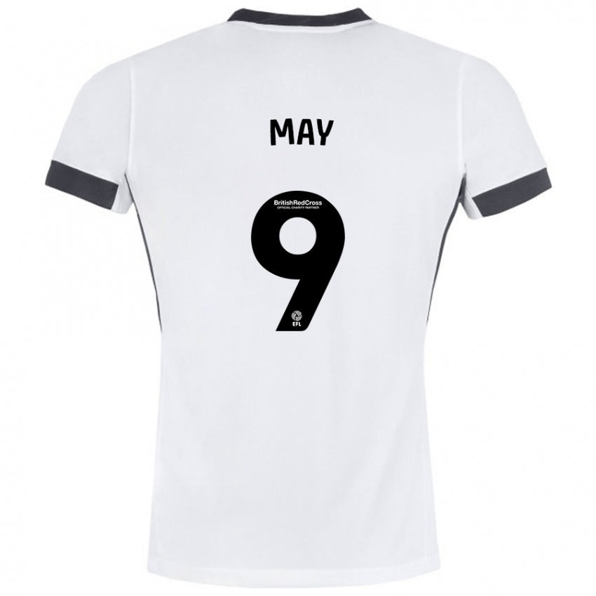 Mujer Camiseta Alfie May #9 Blanco Negro 2ª Equipación 2024/25 La Camisa Argentina