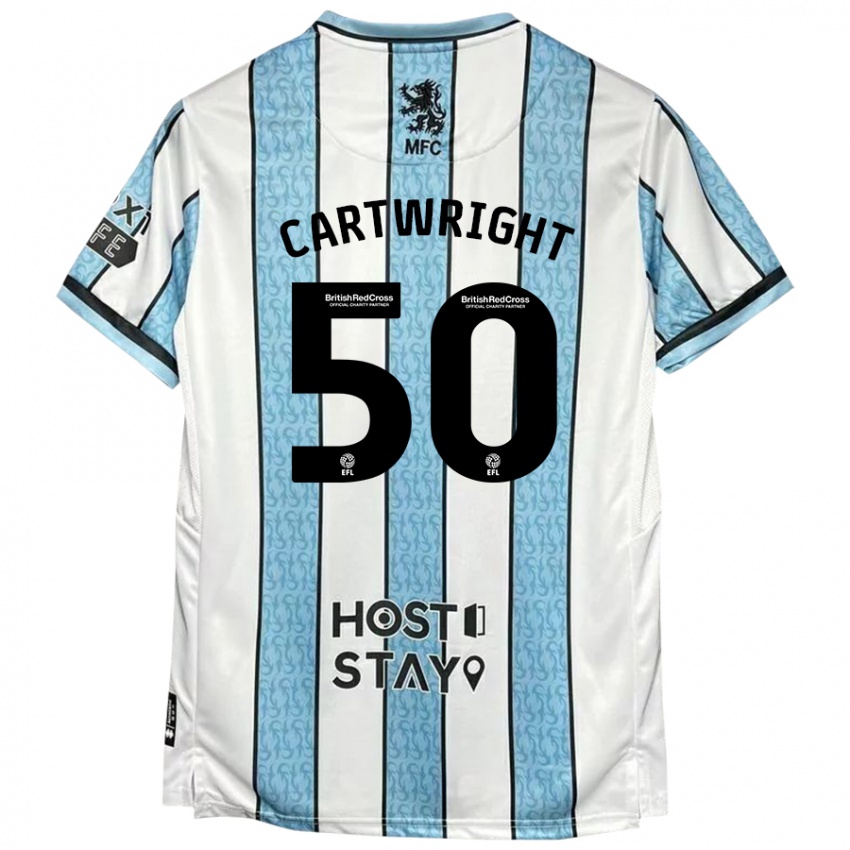 Mujer Camiseta Fin Cartwright #50 Blanco Azul 2ª Equipación 2024/25 La Camisa Argentina