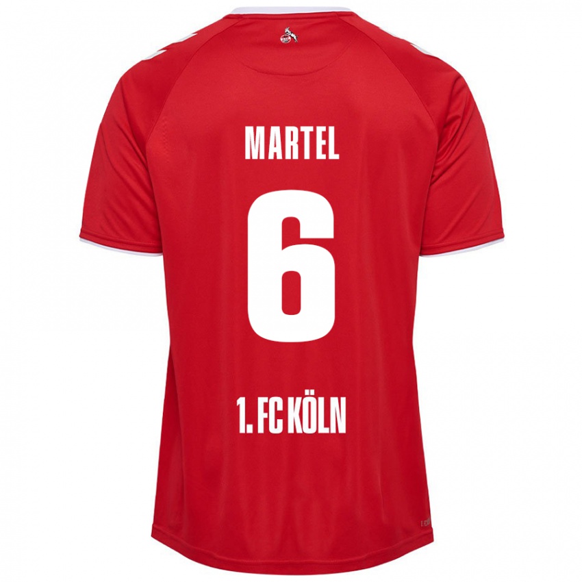 Mujer Camiseta Eric Martel #6 Rojo Blanco 2ª Equipación 2024/25 La Camisa Argentina