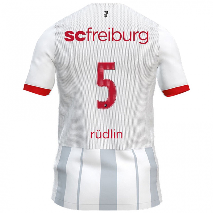 Mujer Camiseta Fabian Rüdlin #5 Blanco Gris 2ª Equipación 2024/25 La Camisa Argentina