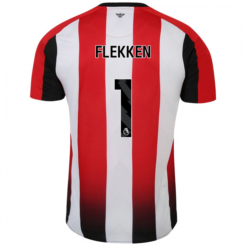 Niño Camiseta Mark Flekken #1 Rojo Blanco 1ª Equipación 2024/25 La Camisa Argentina