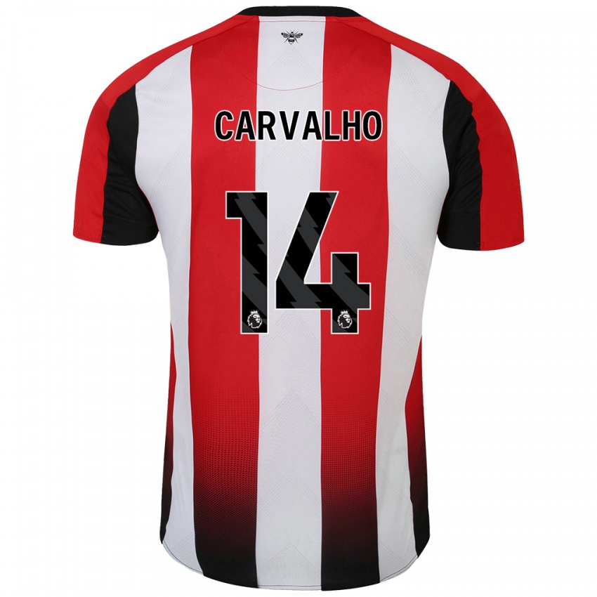 Niño Camiseta Fabio Carvalho #14 Rojo Blanco 1ª Equipación 2024/25 La Camisa Argentina