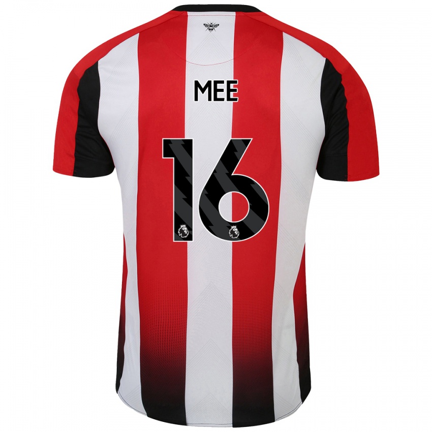 Niño Camiseta Ben Mee #16 Rojo Blanco 1ª Equipación 2024/25 La Camisa Argentina