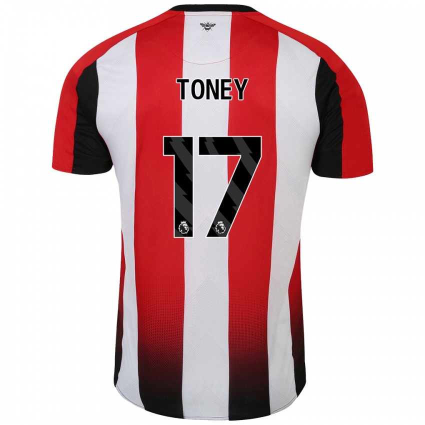 Niño Camiseta Ivan Toney #17 Rojo Blanco 1ª Equipación 2024/25 La Camisa Argentina