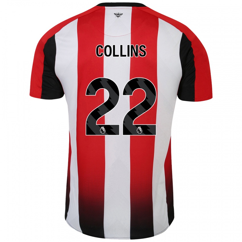 Niño Camiseta Nathan Collins #22 Rojo Blanco 1ª Equipación 2024/25 La Camisa Argentina