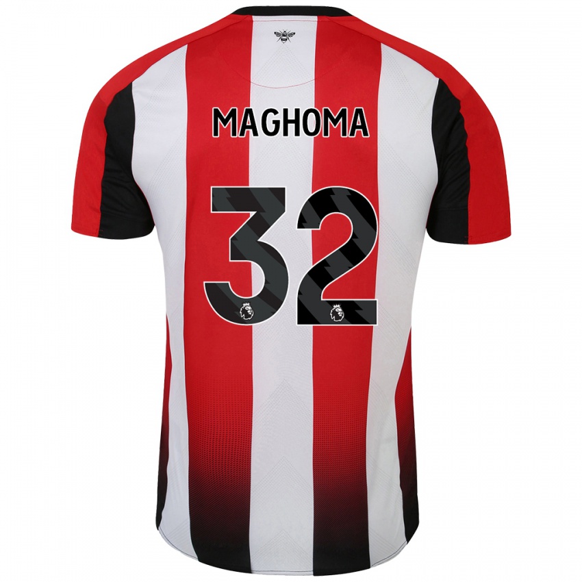 Niño Camiseta Paris Maghoma #32 Rojo Blanco 1ª Equipación 2024/25 La Camisa Argentina