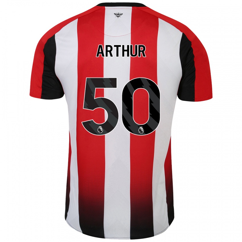 Niño Camiseta Benjamin Arthur #50 Rojo Blanco 1ª Equipación 2024/25 La Camisa Argentina