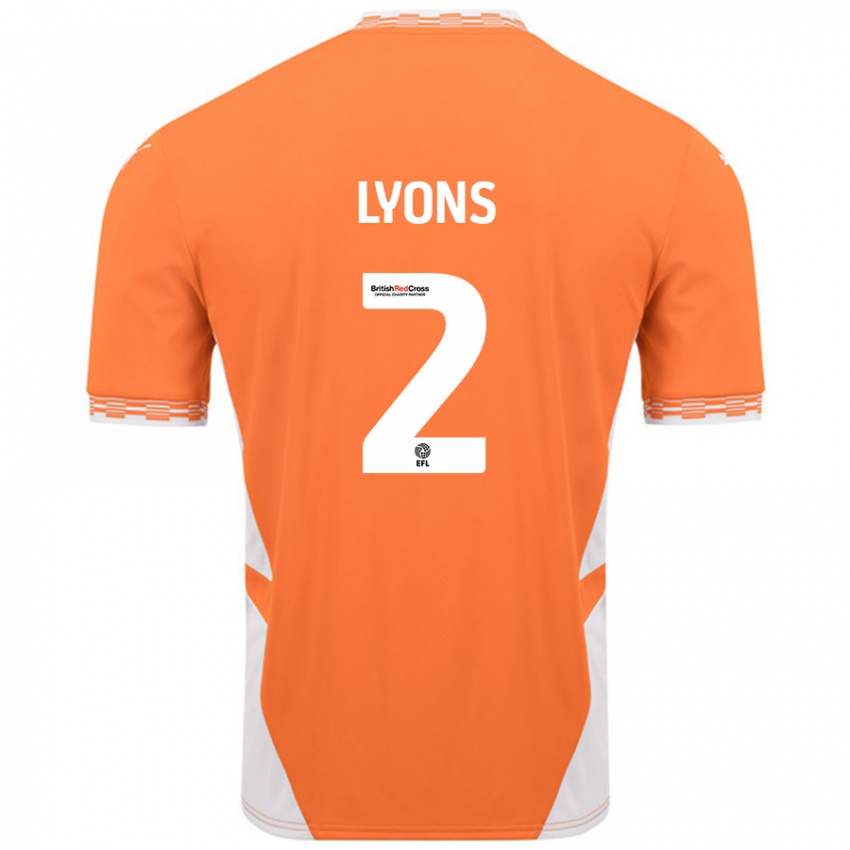 Niño Camiseta Andy Lyons #2 Naranja Blanco 1ª Equipación 2024/25 La Camisa Argentina