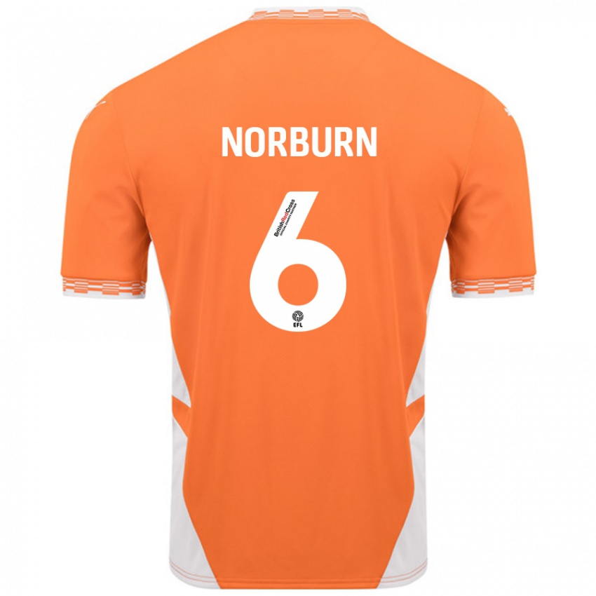 Niño Camiseta Oliver Norburn #6 Naranja Blanco 1ª Equipación 2024/25 La Camisa Argentina