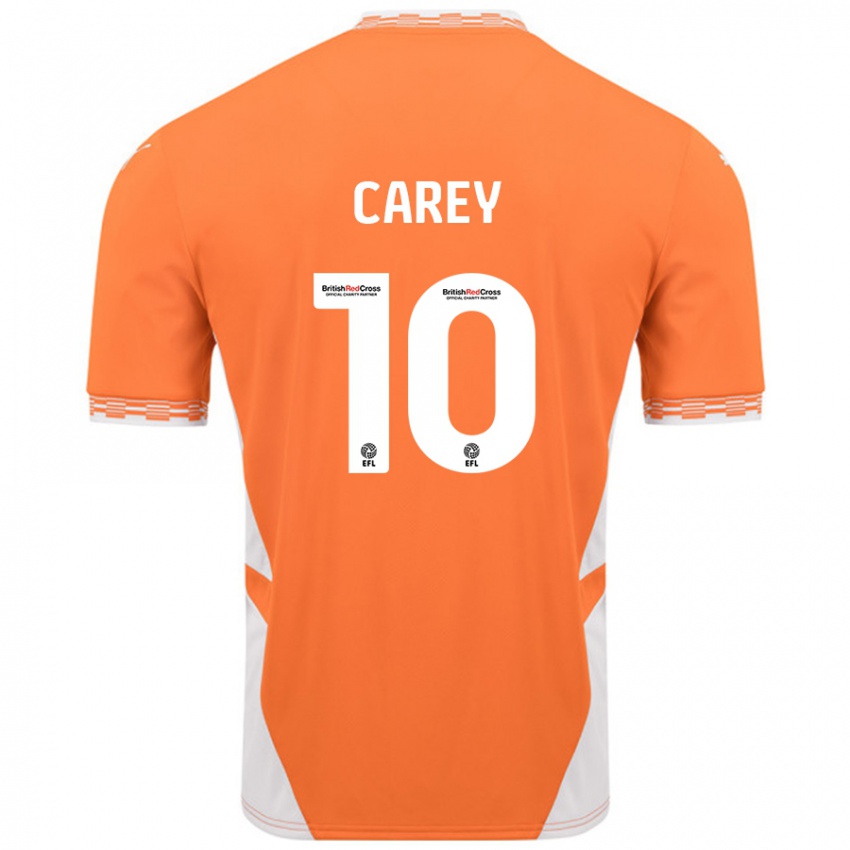 Niño Camiseta Sonny Carey #10 Naranja Blanco 1ª Equipación 2024/25 La Camisa Argentina