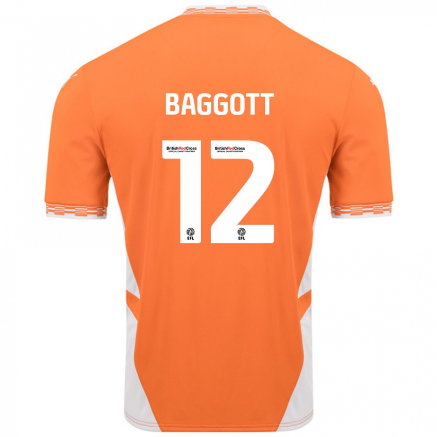 Niño Camiseta Elkan Baggott #12 Naranja Blanco 1ª Equipación 2024/25 La Camisa Argentina