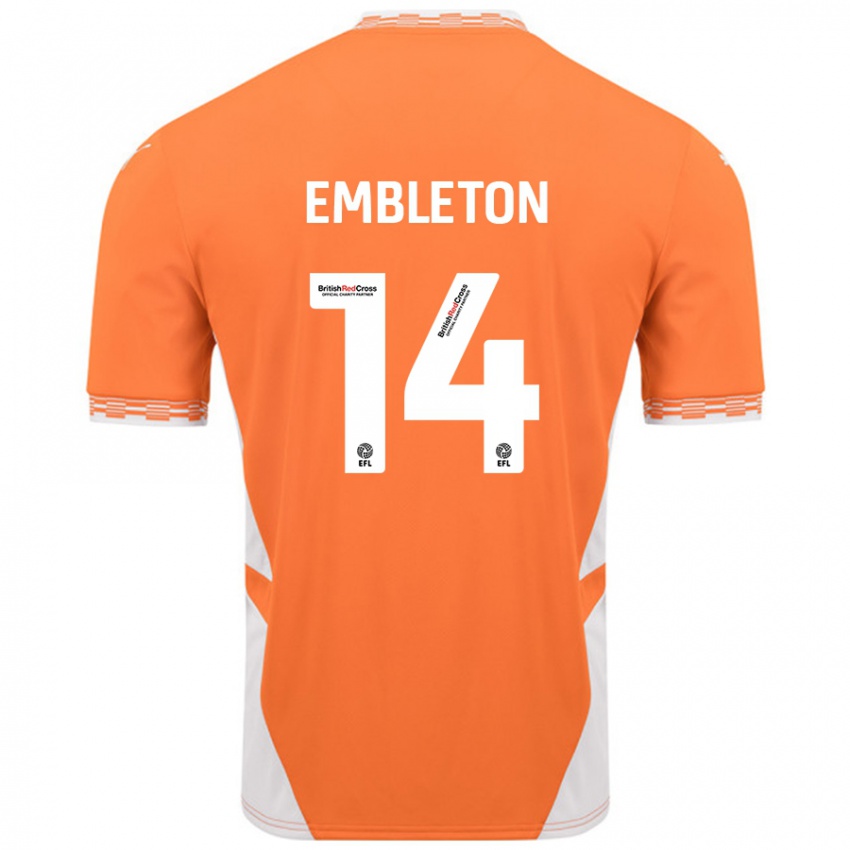 Niño Camiseta Elliot Embleton #14 Naranja Blanco 1ª Equipación 2024/25 La Camisa Argentina